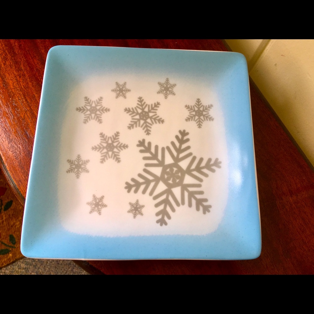 COPY - NEW!! Blue Square Snowflake Dish. Perfect for Holiday and Winter serving.